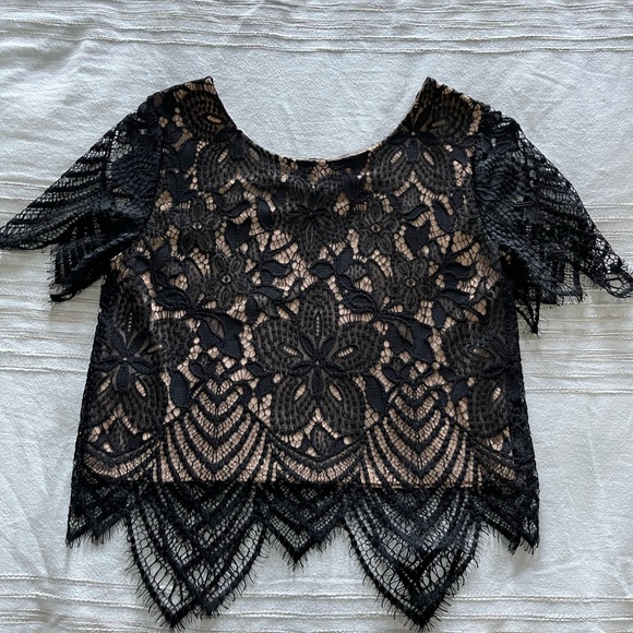 Black lace Express size small blouse. - Picture 2 of 4